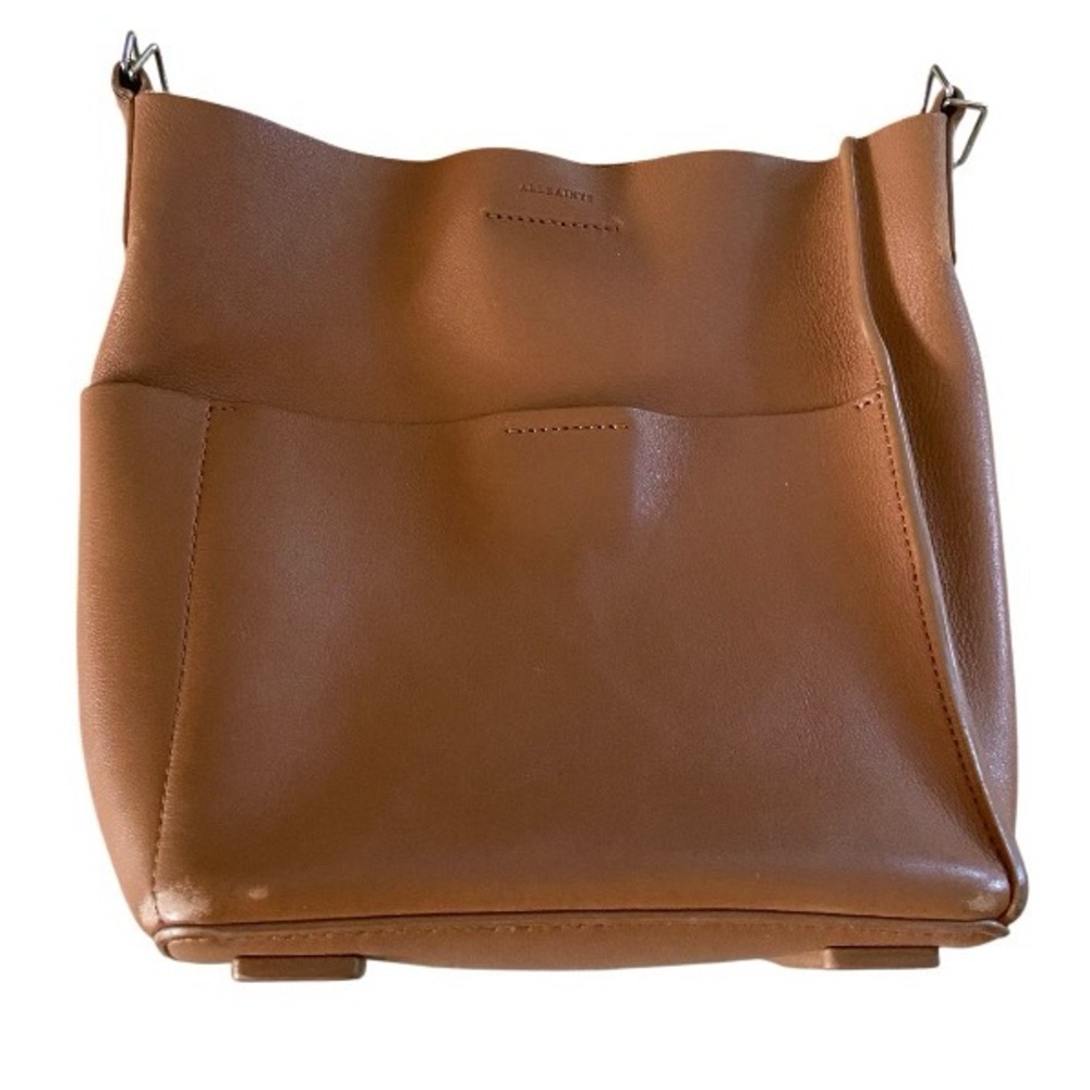 All Saint Kathi small genuine Camel color Leather Bag, missing strap, snap close